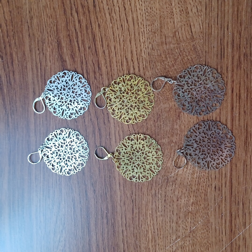 Three Pair Snowflake Design Earrings - image 1